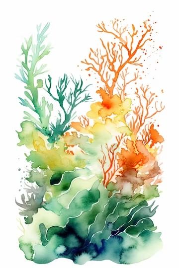 Coral Artwork, Coral Painting, Coral Watercolor, Ocean Tattoos, Coral Art, Seashell Painting, Watercolour Inspiration, Sea Art, A Level Art