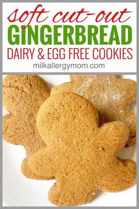 Dairy Free Egg Free Cookies, Dairy Free Gingerbread Cookies, Egg Free Gingerbread, Egg Free Christmas Cookies, Dairy Free Gingerbread, Dairy Free Christmas, Dairy Free Christmas Cookies, Egg Free Cookies Recipes, Dairy Free Sugar Cookies