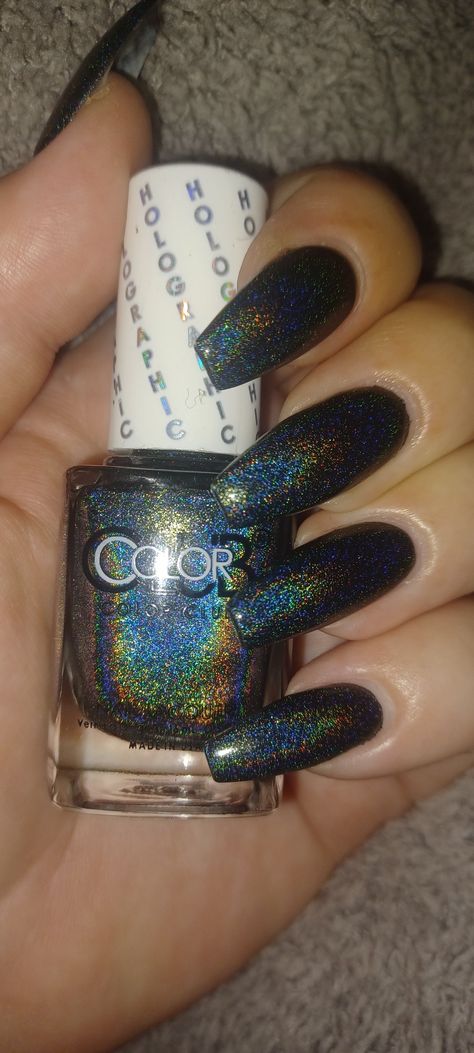 Color Club Beyond 🖤 Black Holographic Nail Polish Black Holographic Nails, Black Holographic, Nails Dark, Holographic Nail Polish, 9th Grade, Color Club, Dark Nails, Holographic Nails, Homecoming