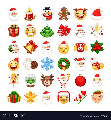 Christmas Emoticons, Emoji Christmas, Emoji Set, Emoji Wallpaper Iphone, Emoji Symbols, Emoji Backgrounds, Cosy Christmas, Holiday Set, Christmas Vectors