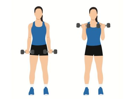 Workouts For Women Over 50, Arm Workouts For Women, Exercises Women, Dumbbell Bicep Curl, Good Arm Workouts, Strength Workouts, Tricep Kickback, Strength Exercises, Arm Workouts