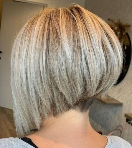 Inverted Bob Hairstyles 2023, Short Inverted Bob Haircuts Back View, Angled Bob Back View, A Line Bob Short Stacked Round Faces, Stacked Bob With Bangs Over 40, Stacked Bob Hairstyles With Bangs, Short Aline Bob Stacked, Stacked Bob Haircut Back View, Inverted Bob Back View