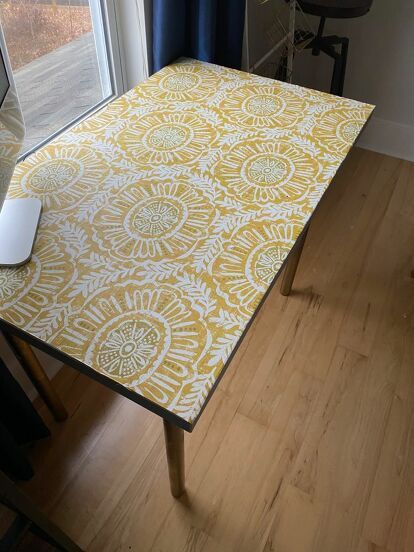 IKEA Hack - Linnmon Refresh With Peel N Stick Wallpaper | Hometalk Cheap Ikea Desk, Diy Ikea Desk, Ikea Desk Top, Ikea Linnmon Desk, Linnmon Desk, Ikea Table Tops, Ikea Linnmon, Crate Desk, Desk Makeover Diy