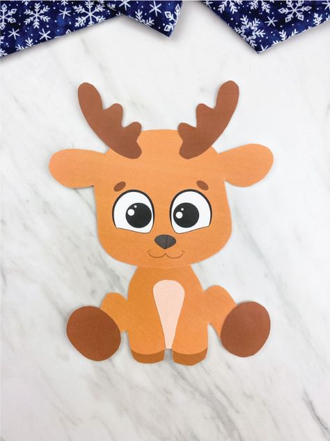 This printable reindeer craft is a fun and easy activity for young children. Download the free template and let kids cut, color, or paint their own adorable reindeer. It's great for toddlers, preschool, and kindergarten children. Reindeer Worksheets, Reindeer Crafts For Kids, Reindeer Crafts, Winter Animal Crafts, Reindeer Handprint, Reindeer Card, Reindeer Craft, Toilet Paper Crafts, Christmas Bookmarks