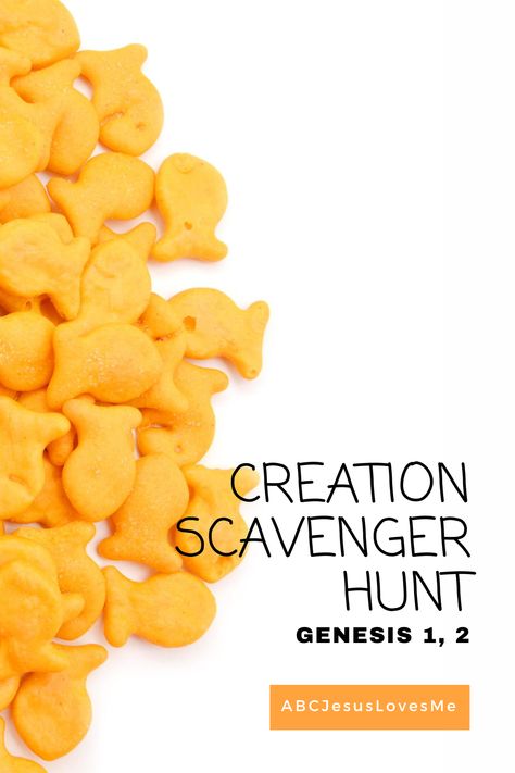 Creation Story Preschool, Creation Bible Story For Preschoolers, Creation Scavenger Hunt Preschool, 2nd Day Of Creation Craft, Genesis Scavenger Hunt, 7 Days Of Creation Craft Sunday School, Creation Activity For Preschoolers, Creation Object Lesson, Genesis Creation Crafts For Kids