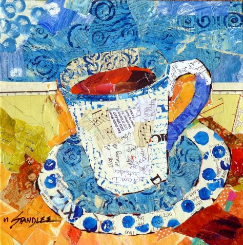 Nancy Standlee Fine Art: Torn Paper Collage Painting with Hand ... Texas Collage, Torn Paper Collage, Classe D'art, Bibliotheque Design, Collage Painting, Collage Art Projects, Paper Collage Art, Magazine Collage, Collage Art Mixed Media