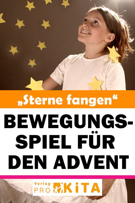 Dieses Bewegungsspiel für den Advent kannst du mit den Kindern in der Winterzeit und der Adventszeit umsetzen. Das adcentilche Sterntaler Bewegungsspiel "Sterne fangen" macht den Kindern in Kita, Kindergarten, Krippe und Hort Spaß. Dazu passt das Märchen „Sterntaler“ wunderbar, vor allem zur Adventszeit. Und das Bewegungsspiel „Sterne fangen“ ergänzt die Geschichte ganz hervorragend. Advent Kita, Winter Kindergarten, Activity Board, St Martin, Teacher Life, Advent, Kindergarten