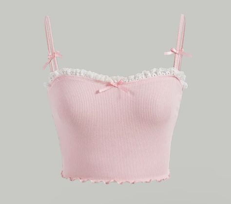 Bow Tank Top. Coquette Pink Cami Top, Sleeveless Tops Summer, Lace Cami Top, Lace Bows, Lace Cami, Pink Outfits, Dream Clothes, Cami Top, Pink Tops