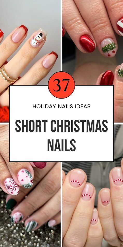 short christmas nails pin 1 Christmas Simple Nails Short, Between Christmas And New Year Nails, Festive Nails Christmas Short, Tiny Christmas Nail Art, Plain Christmas Nails Short, Squoval Christmas Nail Ideas, Christmas Short French Tip Nails, Simple Xmas Nails Short, Short Nail Designs For Christmas