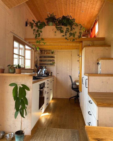 Tiny House Plywood, Tiny House Europe, Tiny House Cottagecore, Living Big In A Tiny House, Tiny House Design Loft, Square Tiny House, Cozy Tiny House Interior, Pod Extension, Tiny House Outside