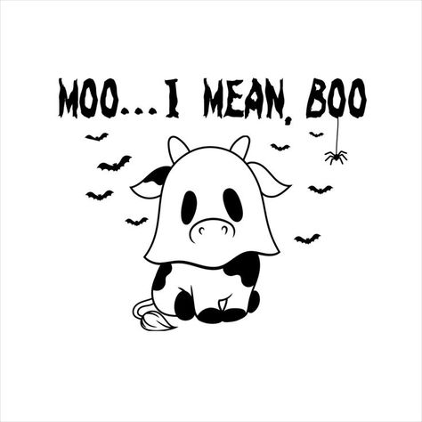 Moo... I mean Boo! Funny cow halloween pun design! 🐮 Cute Halloween Drawings, Halloween Wallpaper Iphone Backgrounds, Halloween Wallpaper Cute, Ghost Tattoo, Cricut Halloween, Halloween Wallpaper Iphone, Halloween Painting, Halloween Drawings, Mini Drawings