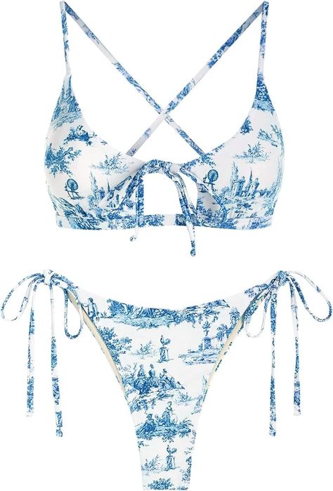 Amazon.com: ZAFUL Women's Toile String Bikini Set Cut Out Lace Up Two Piece Swimsuit High Cut Tie Side Bathing Suit : Clothing, Shoes & Jewelry Suit Clothing, Zaful Bikinis, Two Piece Swimsuit, Cute Bikinis, Accessories Bags, Beach Shirts, Beauty Accessories, Bags Shoes, High Cut