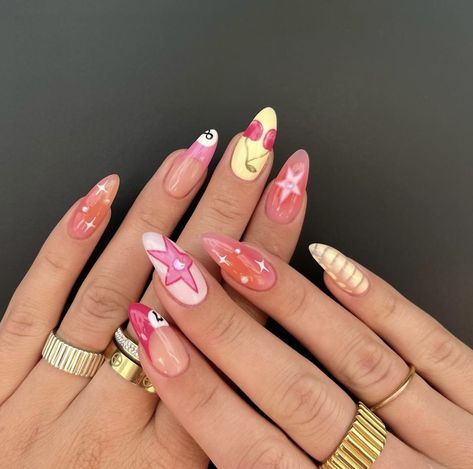 Bold Almond Nails, Funky Almond Nails, Cabo Nails, Designs For Short Nails, Summery Nails, Almond Acrylic Nails, Short Acrylic Nails Designs, Fire Nails, Classy Nails