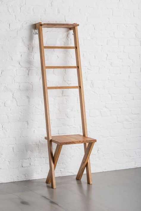 Ladder Chair, Valet Stand, Bamboo Furniture, Cottage Ideas, 아파트 인테리어, Woodworking Furniture, Hallway Decorating, Chair Fabric, Wood Chair