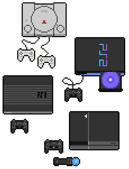 Pixel art consoles, vintage, console, video game, games, pad, joystick • Millions of unique designs by independent artists. Find your thing. Console Pixel Art, Old Game Consoles, Pixel Aesthetic, Portable Console, Vintage Console, Arcade Room, Pixel Art Tutorial, Ps4 Console, Pixel Games