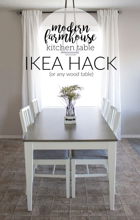 Ikea Dining Room Table Hack, Diy Ikea Dining Table, Ikea Kitchen Table Makeover, Ikea Kitchen Table Hack, Diy Modern Kitchen Table, Ingatorp Table Hack, Ekedalen Table Ikea Ideas, Ikea Dining Table Makeover, Ingatorp Table Ikea