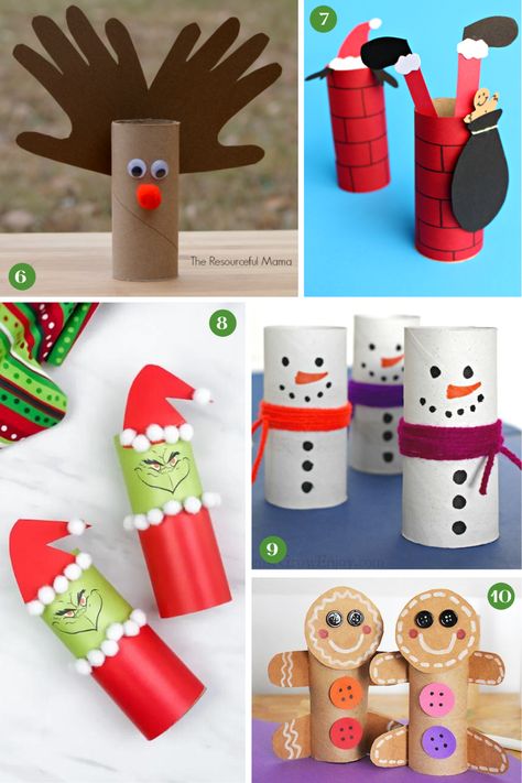 Toilet Roll Crafts Christmas, Easy Toilet Paper Roll Christmas Crafts For Kids, Diy Toilet Paper Roll Crafts Christmas, Christmas Crafts Using Toilet Paper Roll, Toilet Paper Rolls Christmas Crafts, Christmas Painting Crafts, Tp Roll Crafts, Christmas Toilet Paper Roll Crafts, Cardboard Christmas Crafts