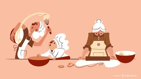 Bakery Character Design, Baker Illustration, Moko Jumbie, Baking Branding, Baking Illustration, Cool Presentation, Cook Illustration, Motherhood Illustration, Bakery Illustration