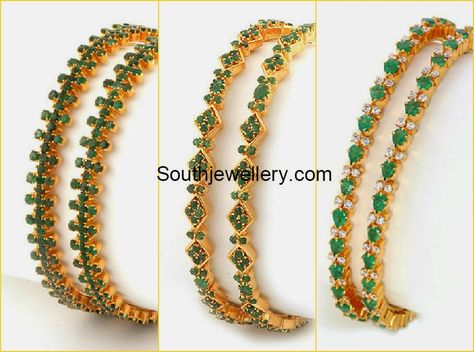 emerald bangles Emerald Bangles, Plain Gold Bangles, Latest Jewellery Designs, Ruby Bangles, Stone Bangles, Bangle Design, Gold Bangle Set, Jewellery Bridal, Jewellery Wedding