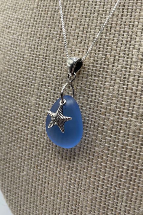 Surf Jewelry, Starfish Necklace, Blue Sea Glass, Sea Glass Pendant, Dope Jewelry, Pretty Sky, Jewelry Lookbook, Silver Box, Girly Jewelry