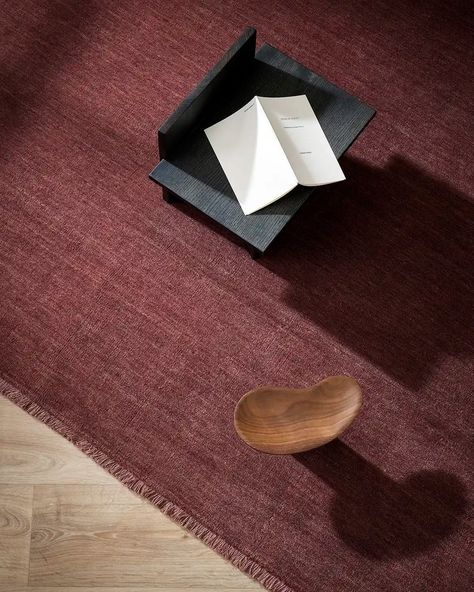 BURGUNDY IS TRENDING! Each day I fall more in love with the beautiful Sandringham 100% wool rug - Merlot - by Baya. This colour is trending, popping up in the latest decor mags (see our latest story.) While it's not the first colour to come to mind for a floor rug, it is surprising how pleasing to the eye it is. Warm and inviting, it adds sophistication, and complements timber accents beautifully. Not sure? Reach out and I can send you a sample to view in your home. You'll be surprised at h... Mellow Colors, Merlot Color, Luxurious Interior, Simple Texture, Book Candle, Floor Rug, Contemporary Living, Merlot, Luxury Interior