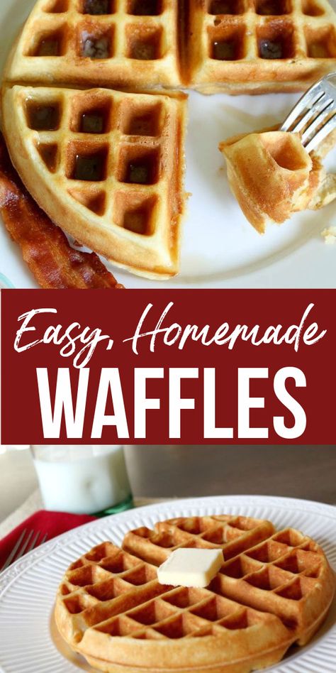 Homemade Waffle Recipe! Whip up this easy waffle recipe for your next weekend brunch! #waffles #homemadewaffles #wafflerecipe #breakfast #breakfastrecipe #brunch #homemadewaffles #waffleironrecipe Homemade Waffle Recipe, Waffle Mix Recipes, Homemade Waffle, Easy Waffle Recipe, Waffle Iron Recipes, Waffle Maker Recipes, Waffles Easy, Homemade Waffles, Waffles Recipe