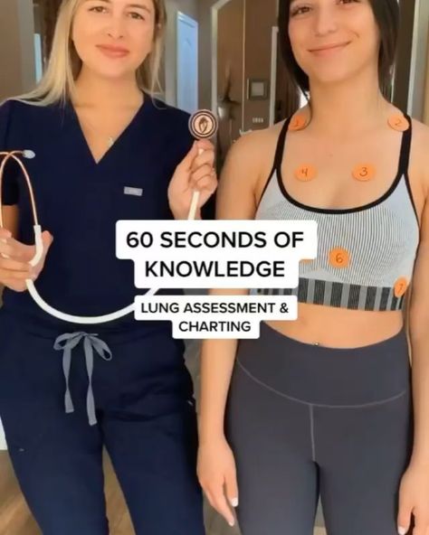 Nurse Thing on Instagram: “@stephaneebeggs Auscultating lung sounds! Let’s look at how to auscultate anddd the best way to chart this assessment! Stethoscope:…” Lung Sounds Nursing Assessment, Lung Auscultation Landmarks, Lung Sounds Cheat Sheet, Lung Sounds Nursing, Lung Auscultation, Auscultating Lung Sounds, Best Stethoscope, Lung Sounds, Nursing Assessment