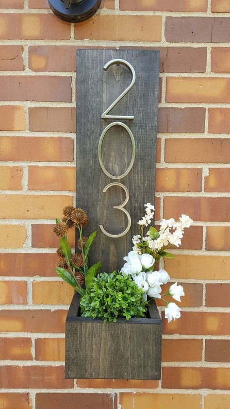 Address Planter, House Numbers Diy, Farmhouse Side Table, House Number Sign, Number Sign, Planter Box, Exterior Wood, Outdoor Wood, House Number