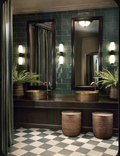 Green Tiles, Green Tile, Bathroom Inspo, Toilets, Bathroom Inspiration, Bathroom Interior Design, Bathroom Interior, Powder Room, Master Bath