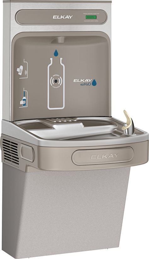 Elkay EZH2O Bottle Filling Station with Single ADA Cooler, Non-Filtered Refrigerated Light Gray Bottle Filling Station, Stainless Steel Lighting, Drinking Fountain, Grey Granite, Filling Station, Water Solutions, Water Coolers, Water Cooler, Bar Drinks