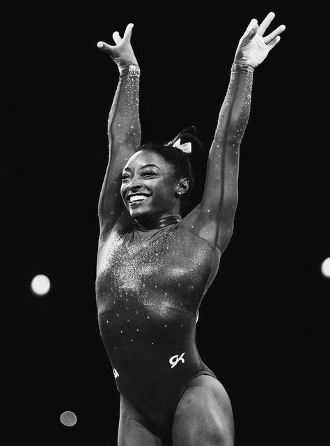 Simone Biles, A Woman, Black And White, White, Black