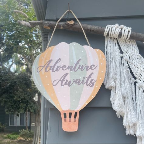 New :) Hot Air Balloon Chalkboard, Adventure Is Out There Nursery, To Live Is An Awfully Big Adventure, Hot Air Balloon Welcome Board, Adventure Awaits Sign, Our Greatest Adventure, Adventure Signs, Baby Announcements, Greatest Adventure