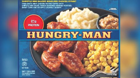 Man Meals, Hungry Man, Bbq Sauce Chicken, Frozen Dinners, Chicken Patties, Tv Food, Tv Dinner, Grilled Beef, Salisbury Steak