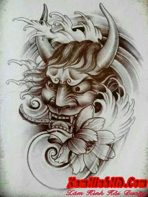 Omni Mask Tattoo, Mask Tattoo Design, Japanese Demon Tattoo, Hannya Mask Tattoo, Japanese Flower Tattoo, Sak Yant Tattoo, Hannya Mask, Japan Tattoo Design, Mask Drawing