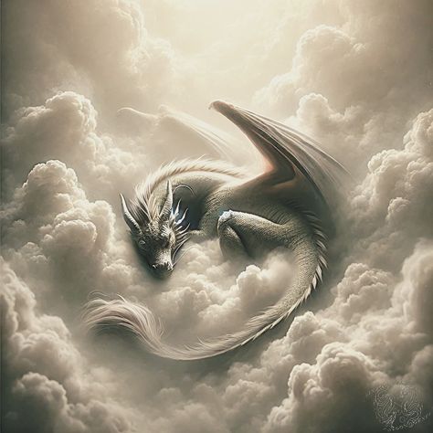 Sleeping Dragon Omega 　 　 　 　 #Organiccommunity #CelestialSanctuary #AboveTheClouds #SkywardJourney #dreamlikevisions #skyphotography #sleepingdragon #sleepingbeauty #GhibliAesthetic #CloudKingdom #SkySanctuary #surrealphoto #surrealismart #AirElemental #SkyKingdom #dailyartwork #dragonlover #artoftheday #dragonlove #AirElement #aiartlover #Miyazaki #sleeping #08october2024 #20241008 #DailyArt #aiarts #ais #ai #i # ↓ 🌫️What mysteries lie within the clouds?🏰 Dragon Sleeping, Sleep Curls, Sleeping Dragon, Surreal Photos, Dragon Illustration, Dragon Lover, Dragon Wings, Sleepy Cat, Above The Clouds