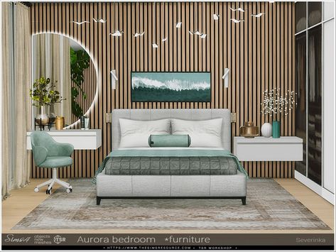 Must-Have Sims 4 Bedroom CC For a Peaceful Sleep - Ultimate Sims Guides Aurora Bedroom, Sims 4 Bedroom Cc, Interesting Bedside Tables, Simple Headboard, Sims 4 Bedroom, Peaceful Sleep, Gorgeous Bedrooms, Adult Bedroom, Mirror Wall Bathroom