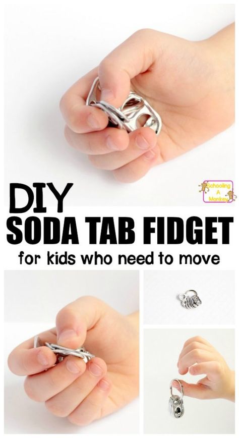 The Easiest Ever DIY Fidget Toy for Kids Who Need to Move Diy Fidgets, Homemade Fidget Toys, Fidgets Diy, Fidget Tools, Soda Tab, Figet Toys, Diy Fidget Toys, Soda Tabs, Fidget Blankets