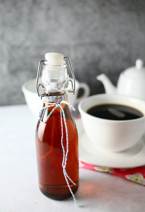 Homemade Vanilla Coffee Syrup Vanilla Coffee Syrup, Vanilla Syrup For Coffee, Homemade Coffee Syrup, French Vanilla Coffee, Iced Coffee At Home, How To Make Ice Coffee, Iced Coffee Drinks, Homemade Syrup, Homemade Coffee