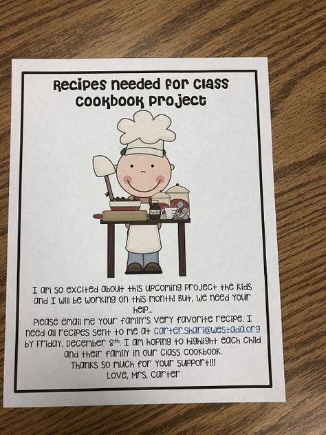 Check out this post to see a simple way to create a class cookbook your students’ families will love and treasure for years. Classroom Cookbook Project, Classroom Recipe Book, Class Cookbook Project, Classroom Cookbook, Clever Classroom Ideas, Classroom Cooking, Preschool Family, Star Room, Family Favorite Recipes