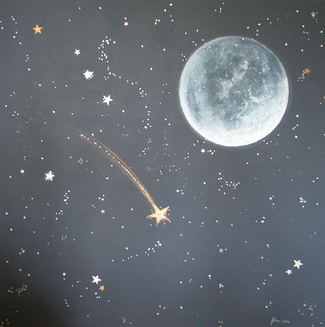 Star Watching, Moon And Stars Wallpaper, Sewing Aesthetic, Moon Shine, You Are My Moon, Moon Icon, Principles Of Art, Falling Stars, Galaxy Painting