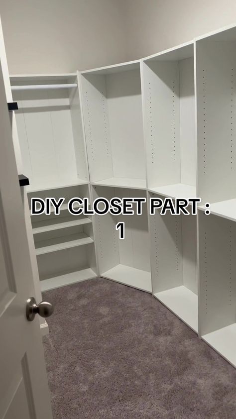 Bookshelf In Closet Storage, Closet Ideas With Bookshelves, Book Case Closet Ideas, Walk In Closet With Bookshelves, Bookshelves For Closet Storage, Diy Book Shelf Closet, Billy Bookcase Walk In Closet, Bedroom Redesign Ideas, Diy Closet Bookshelves