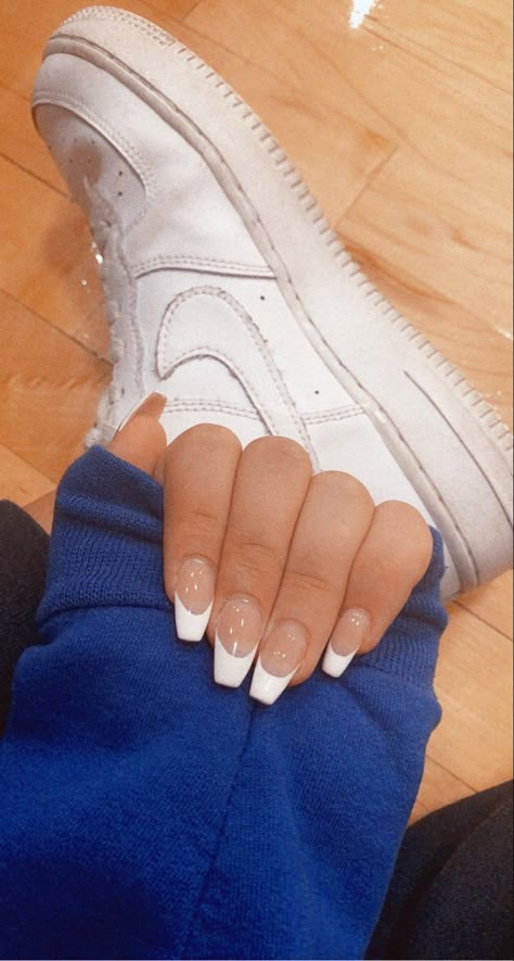 Goth Spring, White Tip Acrylic Nails, Nails Goth, Hoco Nails, White Tip Nails, Natural Acrylic Nails, Formal Nails, Nails 2022, White Acrylic Nails