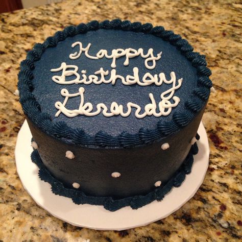 Navy Blue Birthday Cake, Navy Birthday Cake, Navy Blue Cake, Navy Cakes, Cake Almond, Blue Birthday Cakes, Blue Icing, Cake With Buttercream, Blue Cakes