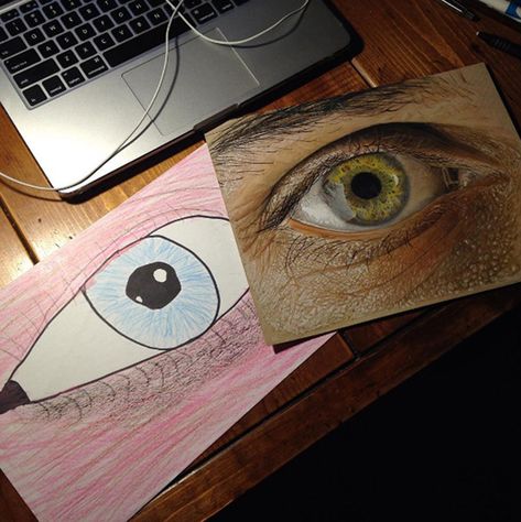 13 Years Progress Of Drawing An Eye http://www.boredpanda.com/post-before-after-drawings-showing-your-progress-as-an-artist/ Art Facts, Art Progress, Art Amour, Artist Problems, Amazing Drawings, Drawing Artist, Destiel, Eye Drawing, Cool Drawings