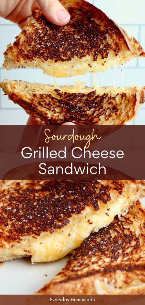 Sourdough Grilled Cheese Sandwich Sourdough Sandwich Bread Recipes, Grilled Cheese Sourdough Bread, Sourdough Grilled Cheese Sandwiches, Sourdough Sandwich Ideas, Sourdough Sandwich Recipes, Sourdough Grilled Cheese, Fancy Grilled Cheese Recipes, Sourdough Sandwich Bread Recipe, Homemade Grilled Cheese