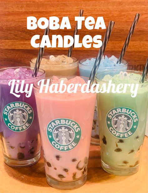 How To Make Taro Boba Tea, Boba Candle, Boba Tea Candle, Bubble Tea Kit, Creative Boba Drinks, Taro Bubble Tea, Candle Dye, Tray Display, Tea Candles