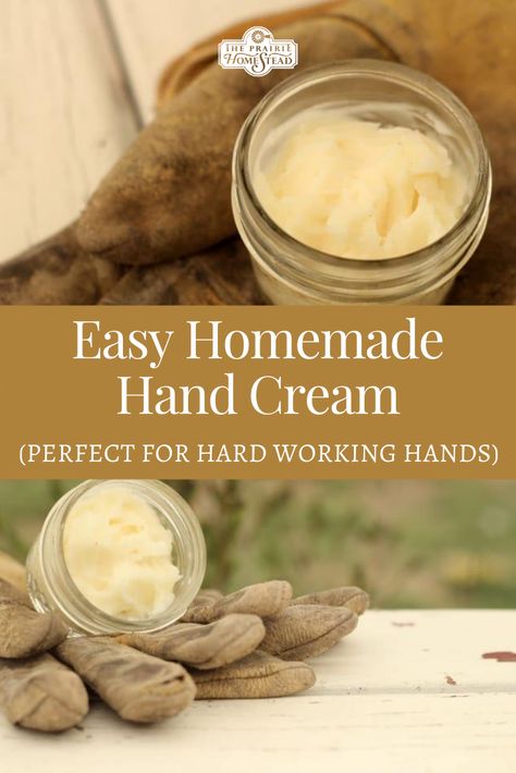 Easy Homemade Hand Cream Recipe (Perfect for Hard Working Hands) #gardeninghandcream #homesteadhandcream #homemadehandcream #diybeauty #naturalskincare Diy Hand Cream Non Greasy, Homemade Hand Lotion Recipes, Diy Hand Cream For Dry Cracked Hands, Diy Hand Moisturizer, Homemade Hand Cream For Extra Dry Skin, How To Make Hand Cream, Diy Hand Cream For Dry Skin, Diy Hand Lotion For Dry Hands, Home Made Hand Cream