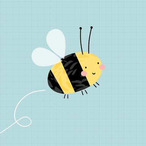 Bee Illustration Simple, Bee Illustration Cute, Bee Drawing Simple, Cute Bee Drawing, Cute Bee Illustration, Honey Bee Illustration, Bees Illustration, Bumble Bee Illustration, Nature Character