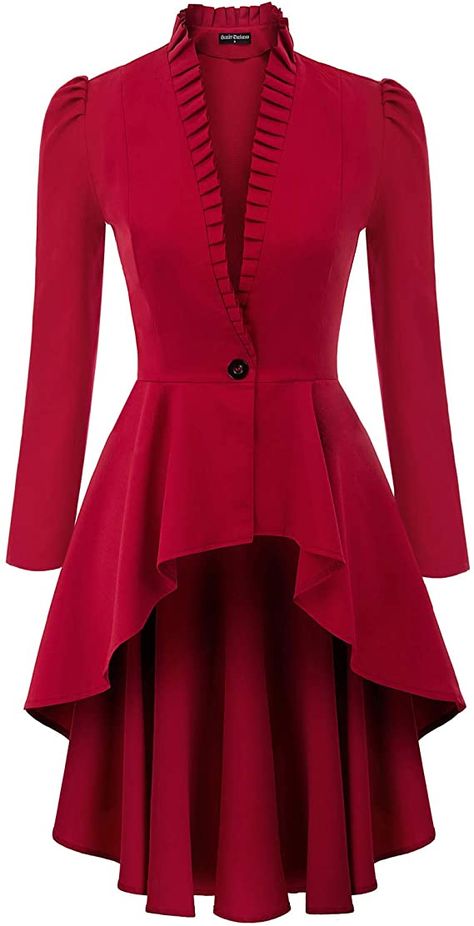 Amazon.com: Women's Gothic Tailcoat Steampunk Jacket Tuxedo Suit Coat Victorian Costume S Red : Clothing, Shoes & Jewelry Victorian Waistcoat, Victorian Jacket, Steampunk Jacket, Long Jackets For Women, Gothic Jackets, Red Clothing, Victorian Costume, Gothic Steampunk, Steampunk Clothing