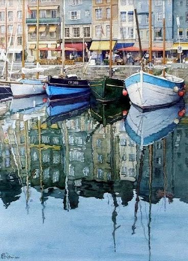 Brian Robinson Reflections Watercolor, France Watercolor, Watercolor Boat, Watercolor Water, Boat Art, Hur Man Målar, 수채화 그림, Artist Gallery, Watercolor Inspiration